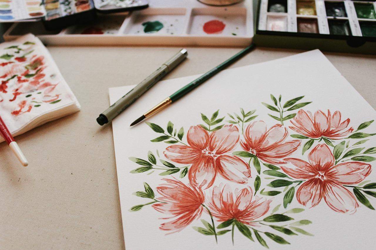 Um desenho de um vaso de flores