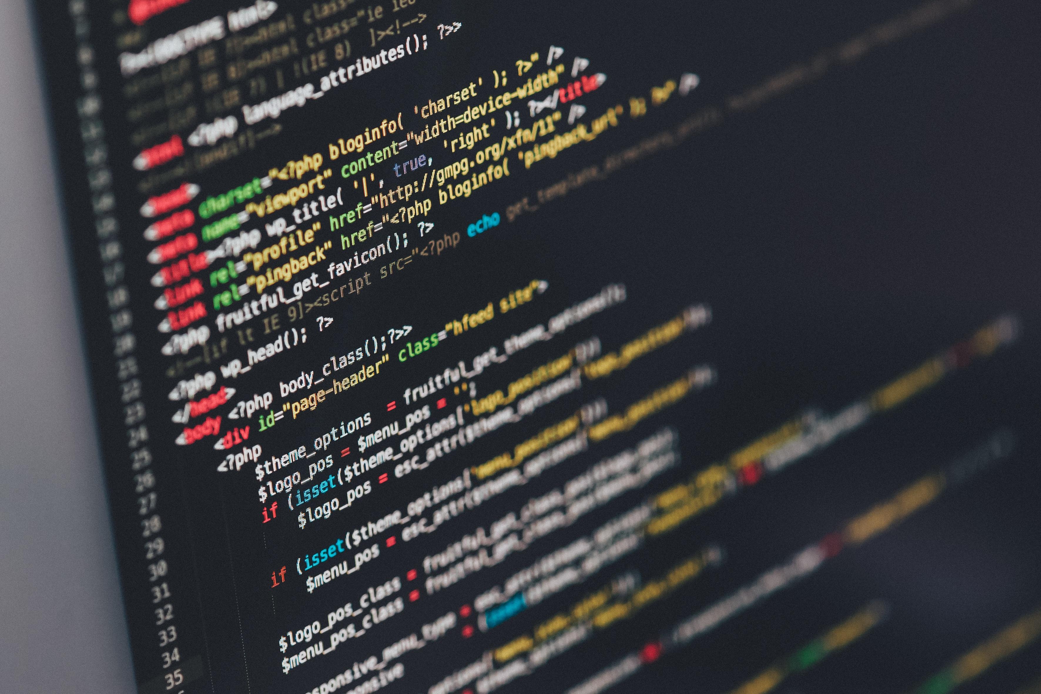 Linguagem de programação na tela do computador