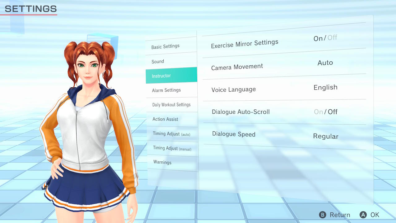 Configurações do jogo Fitness Boxing