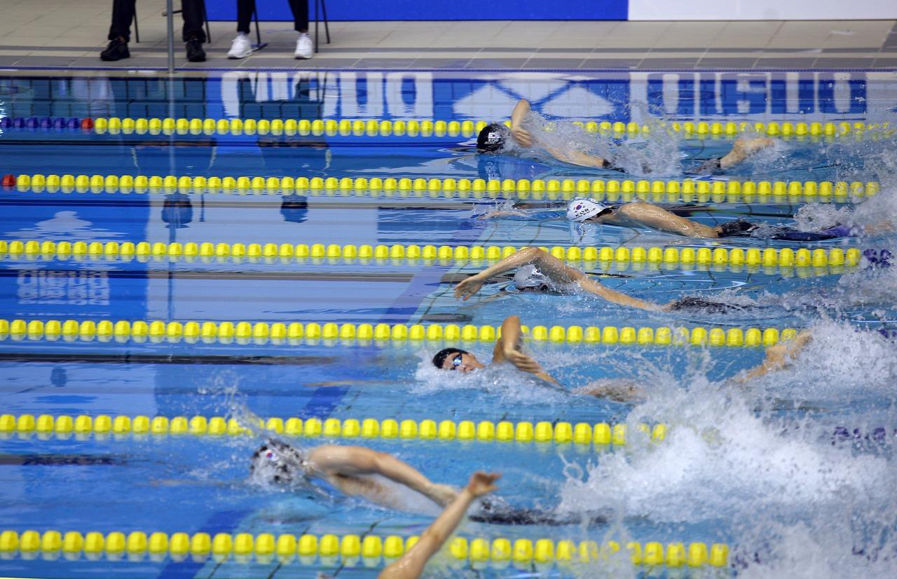 Competição de natação em piscina olímpica