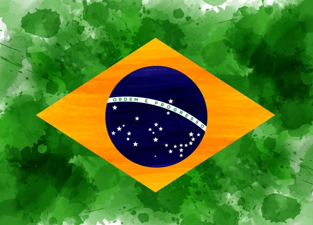 Bandeira do Brasil pintada em aquarela.