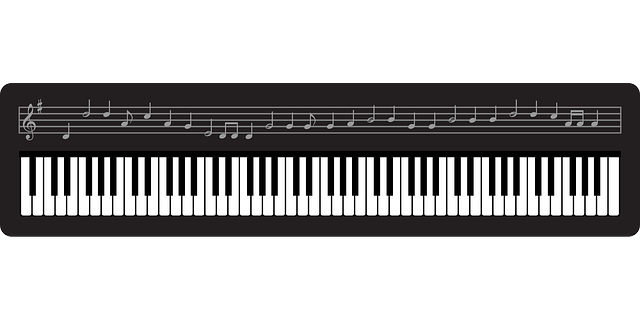 Desenho piano e notas musicais