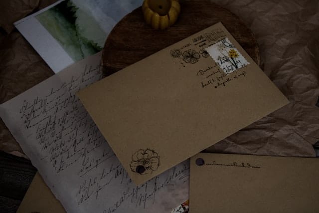 Carta e envelope sobre a mesa