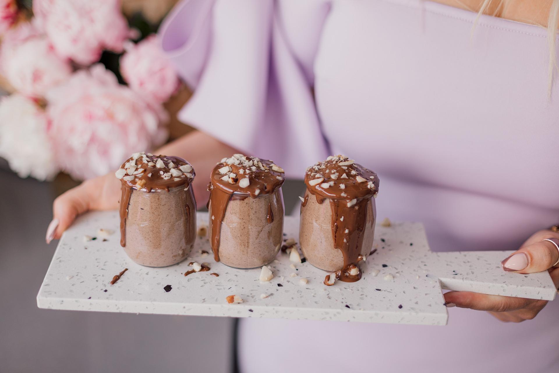 Pudim de chocolate.