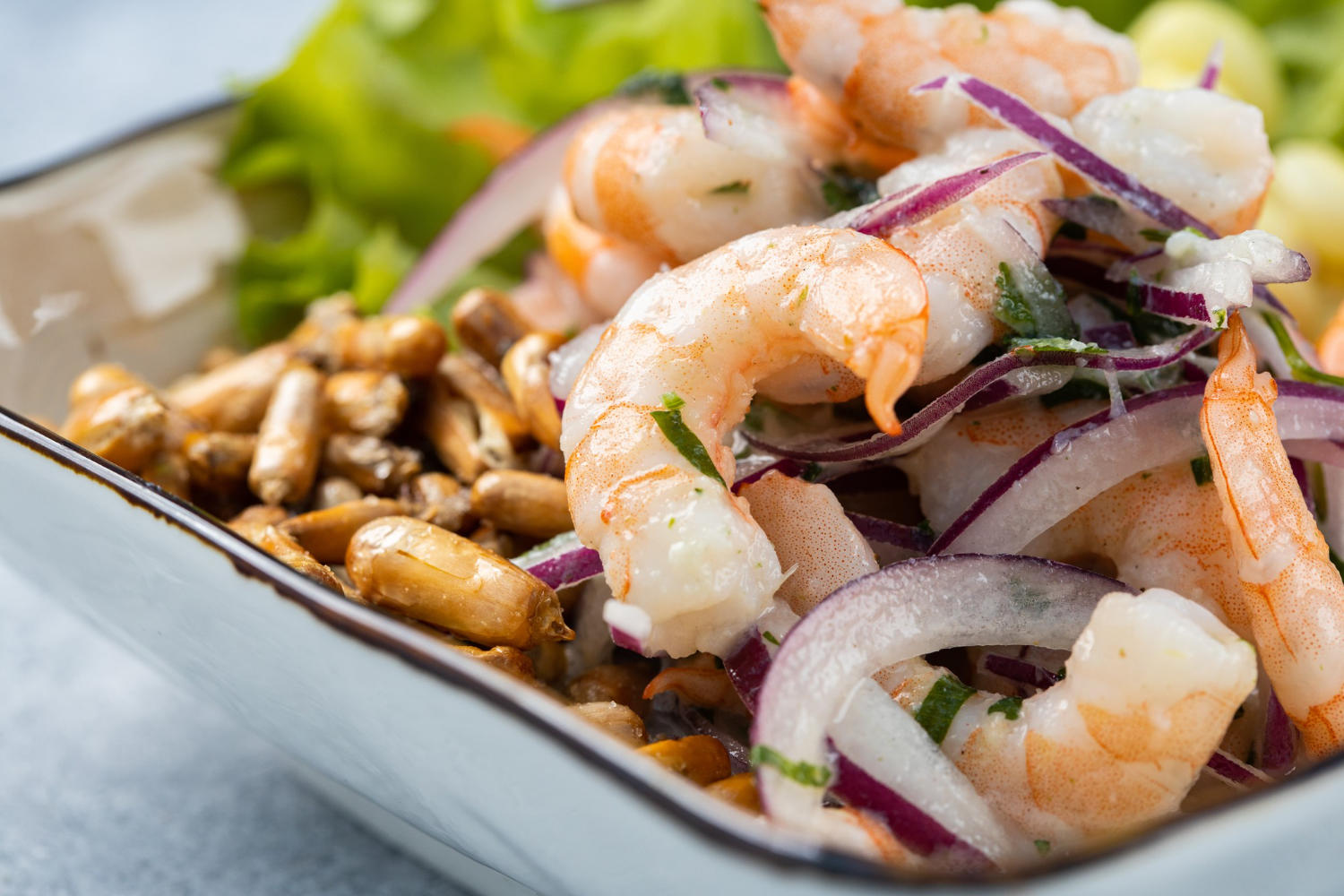 Ceviche no prato.