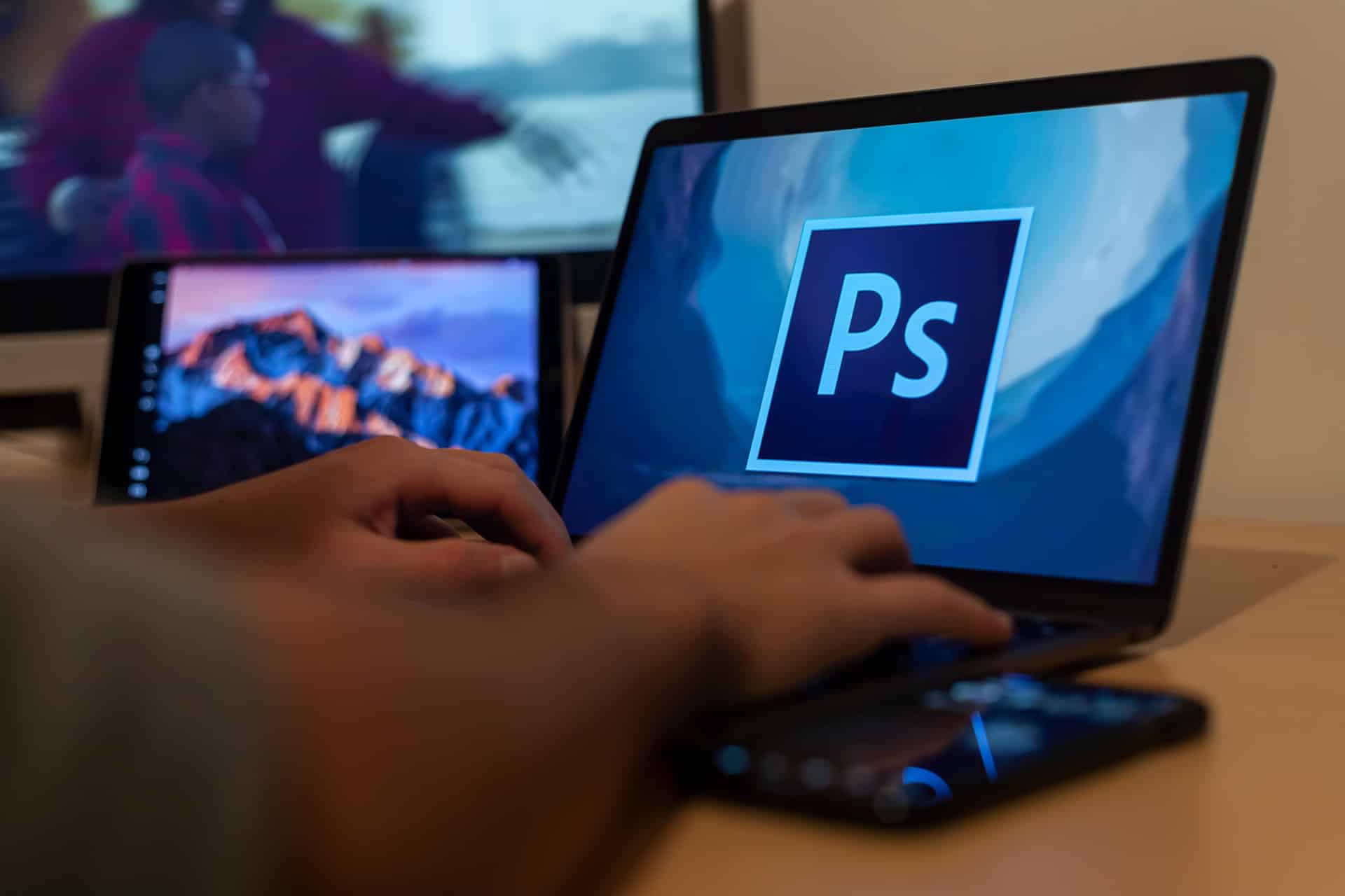 Digitando para acessar o Photoshop