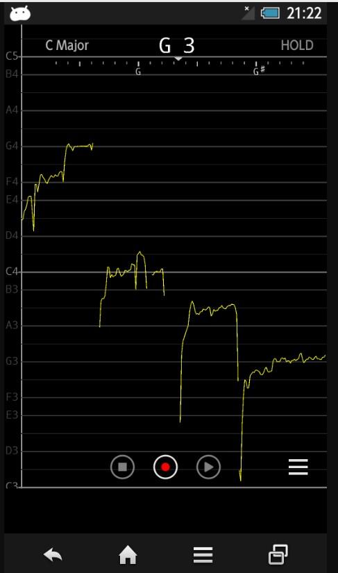 Print de uma tela do aplicativo Vocal Pitch Monitor