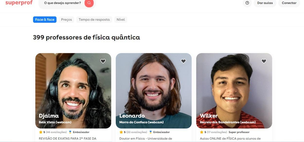 Print com tela da Superprof