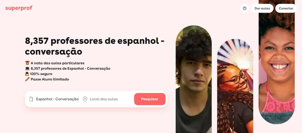 Print da tela de professores de conversação em espanhol Superprof
