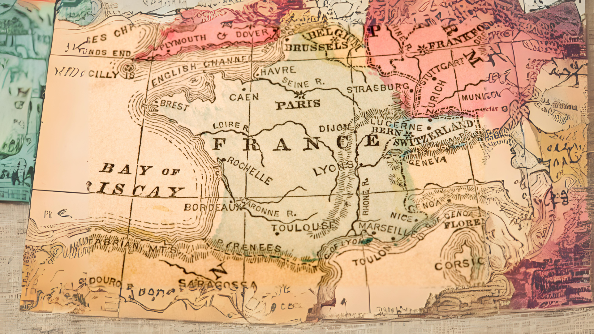 imagem de um antigo mapa da França