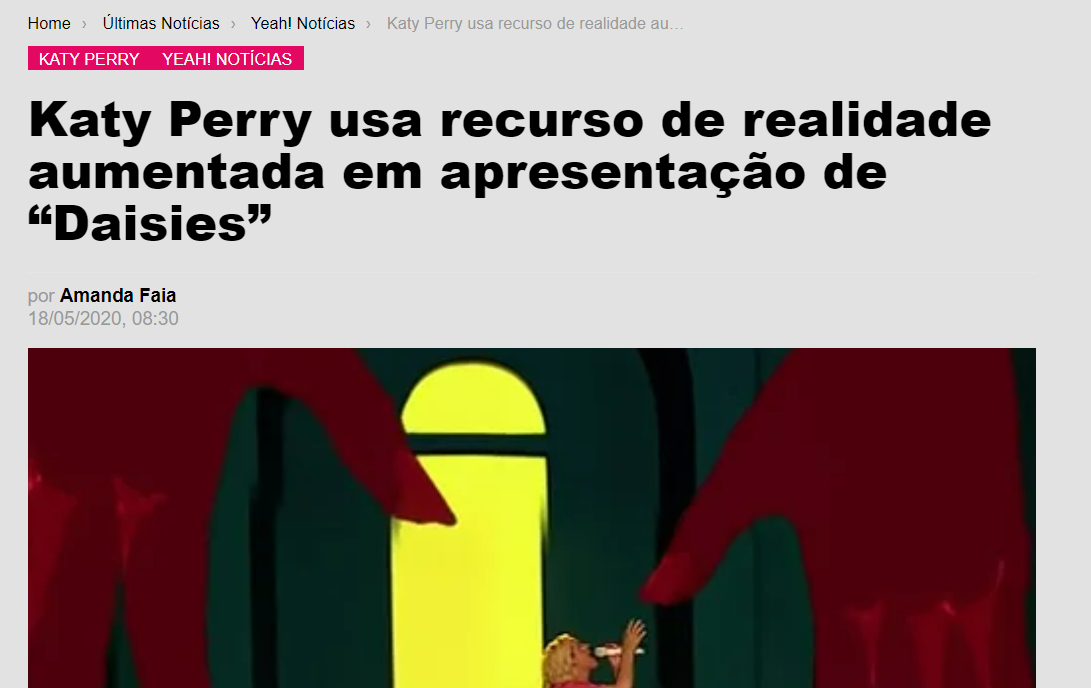 Print do jornal Popline apresentando notícia sobre Katy Perry