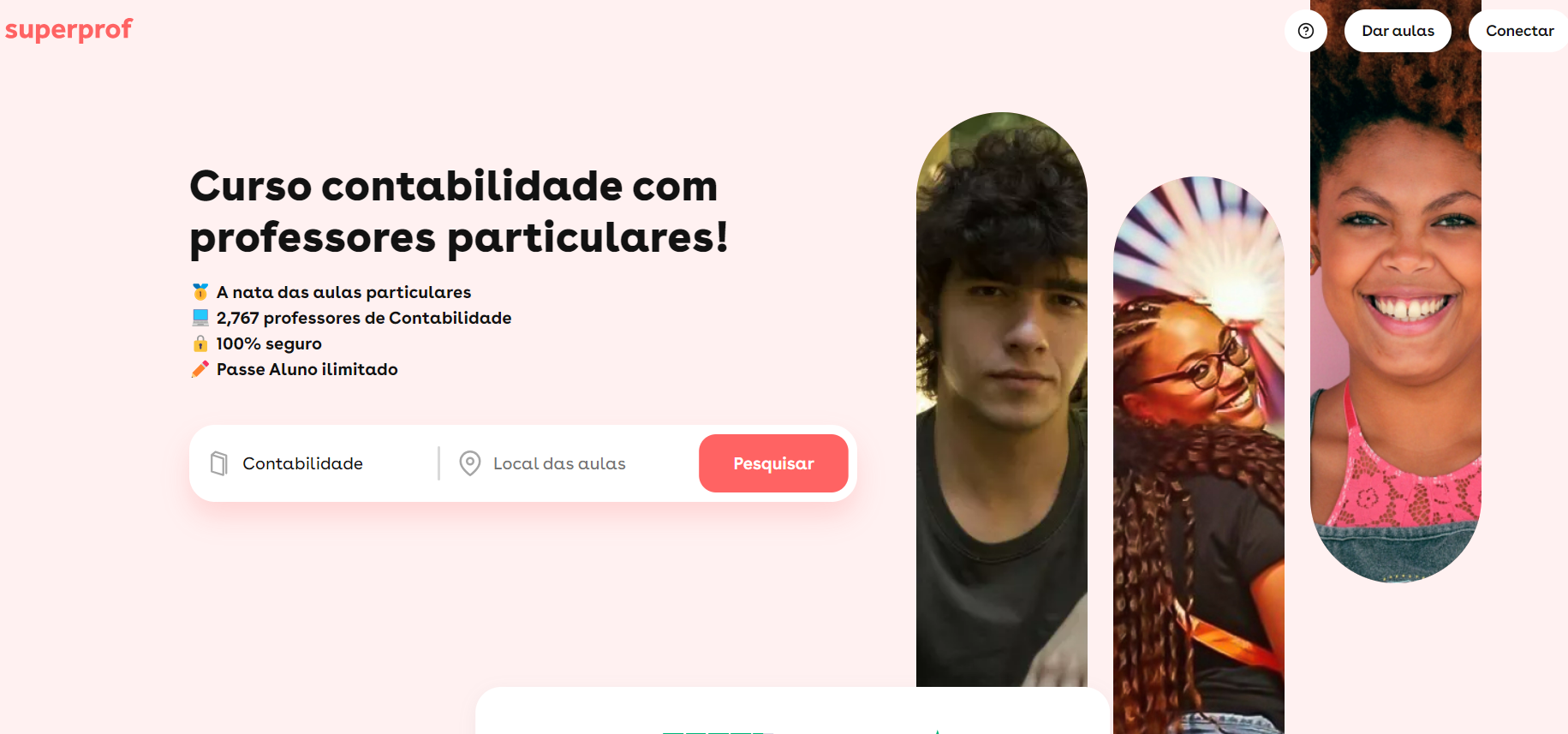 Print da tela com curso de contabilidade em BH com professor particular