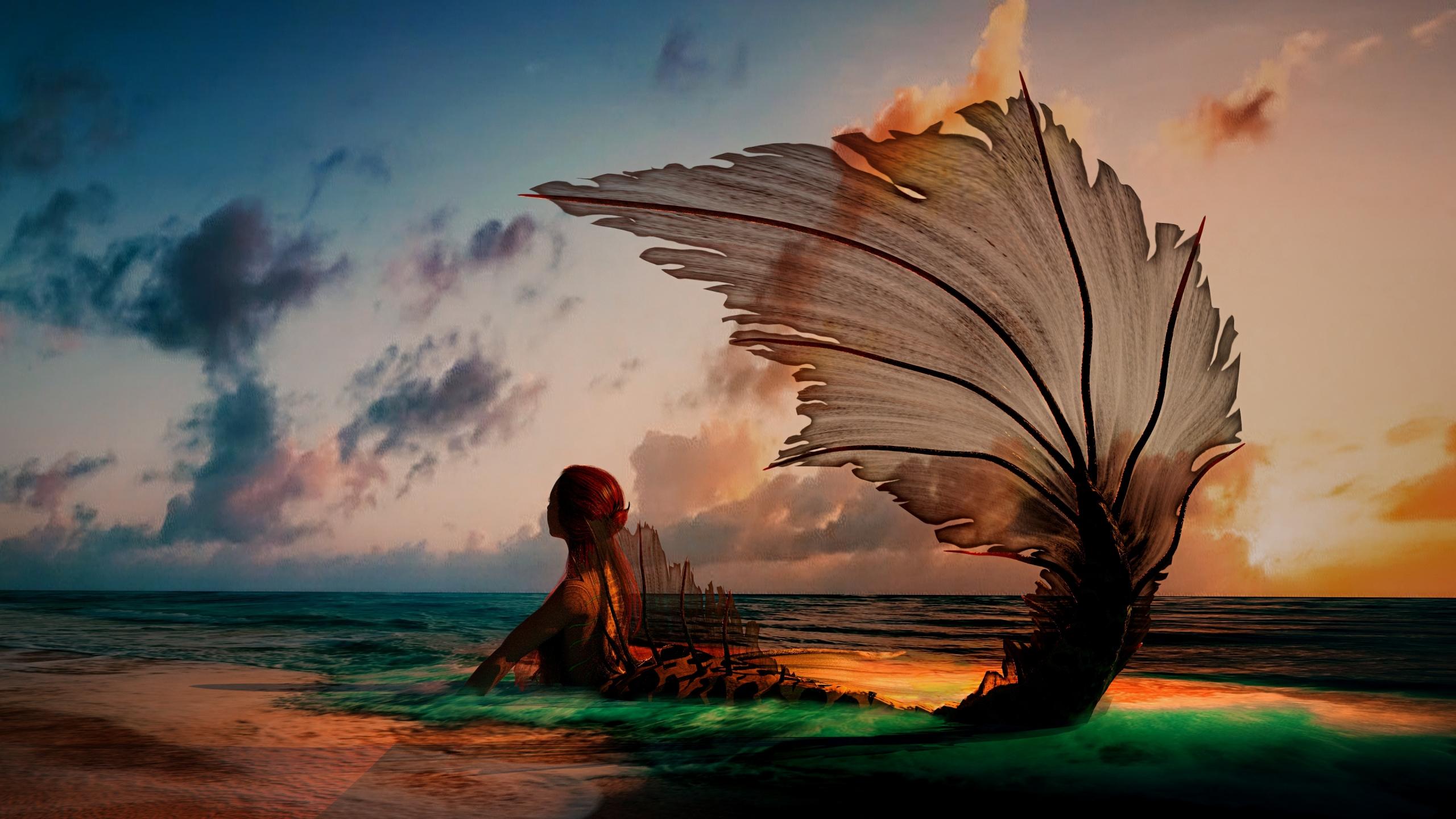 Representação da sereia no mar.