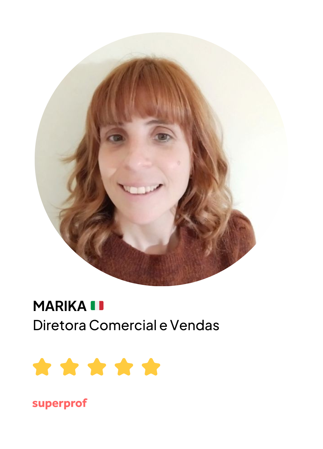 Ficha da Marika com foto, função, nacionalidade e 5 estrelas amarelas abaixo 