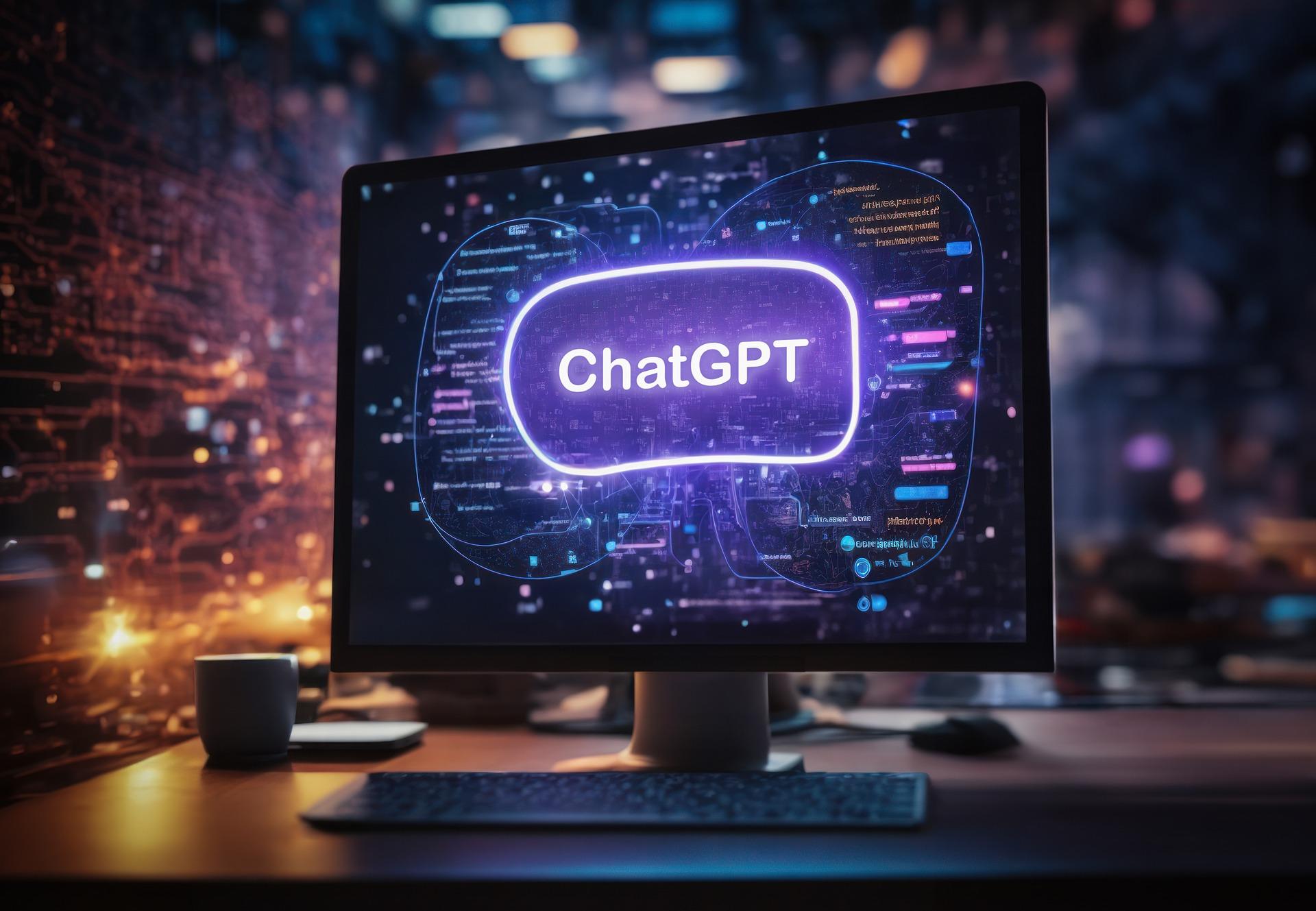 Tela de um computador com os dizeres ChatGPT