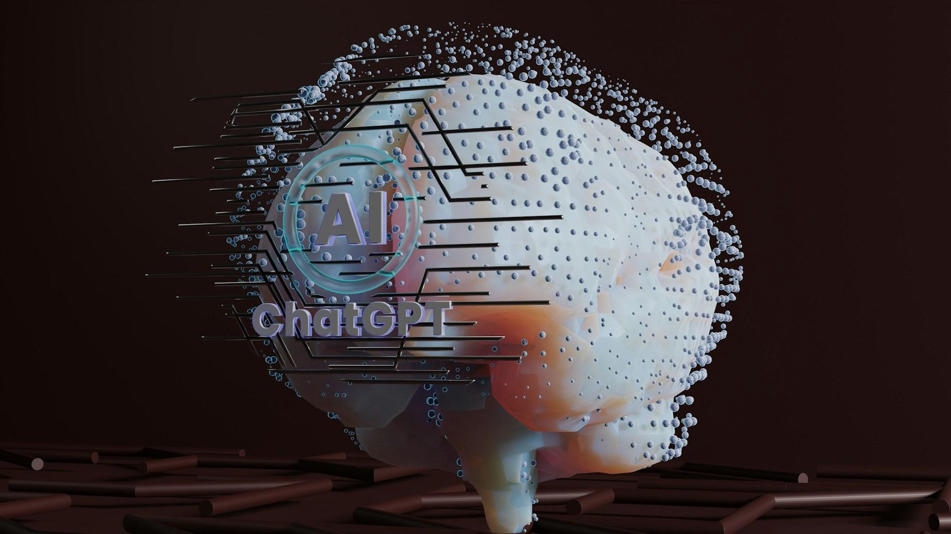 imagem de um cérebro com pontinhos de conexão e os dizeres ChatGPT
