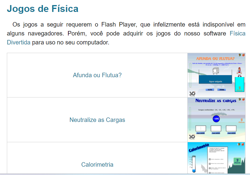 Só Física e print de jogos