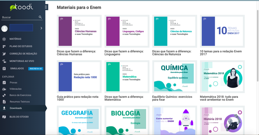 Print de plano de estudo do Stoodi