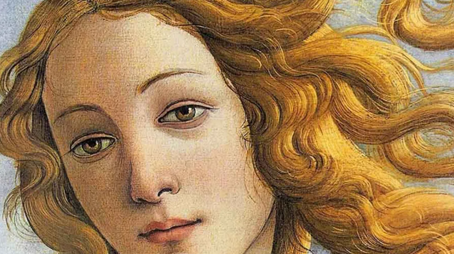 Detalhe aproximado da obra Nascimento da Vênus, de Botticelli