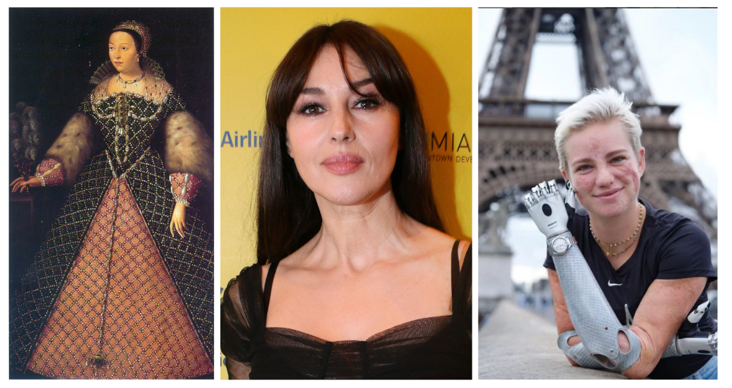 Montagem com a foto de três italianas ilustres.