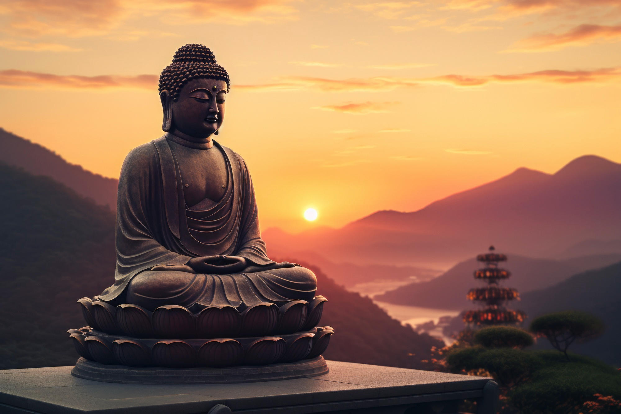 Buda no topo da montanha,