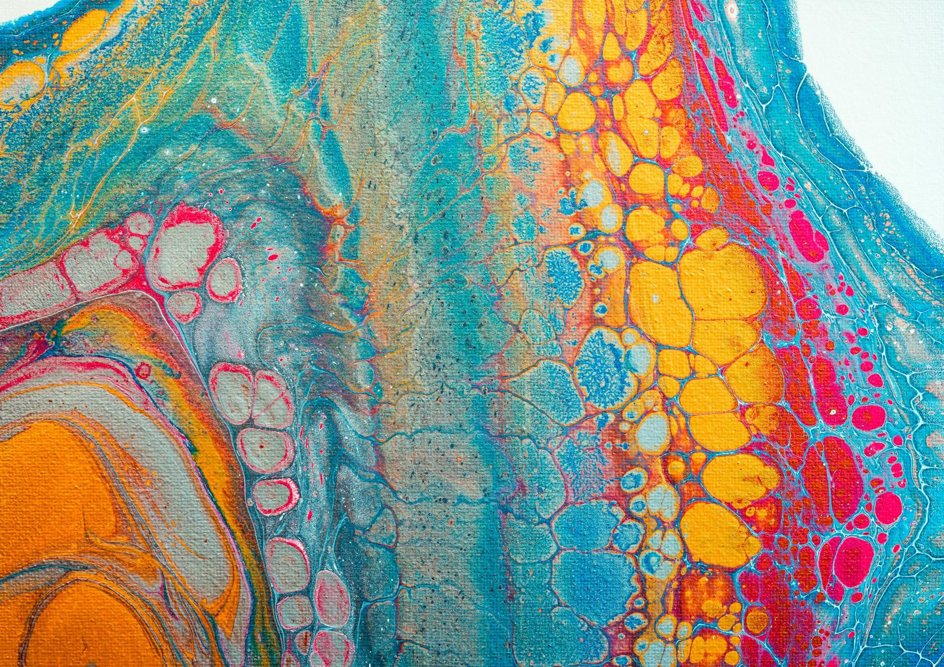 Pigmentos de várias cores em um quadro