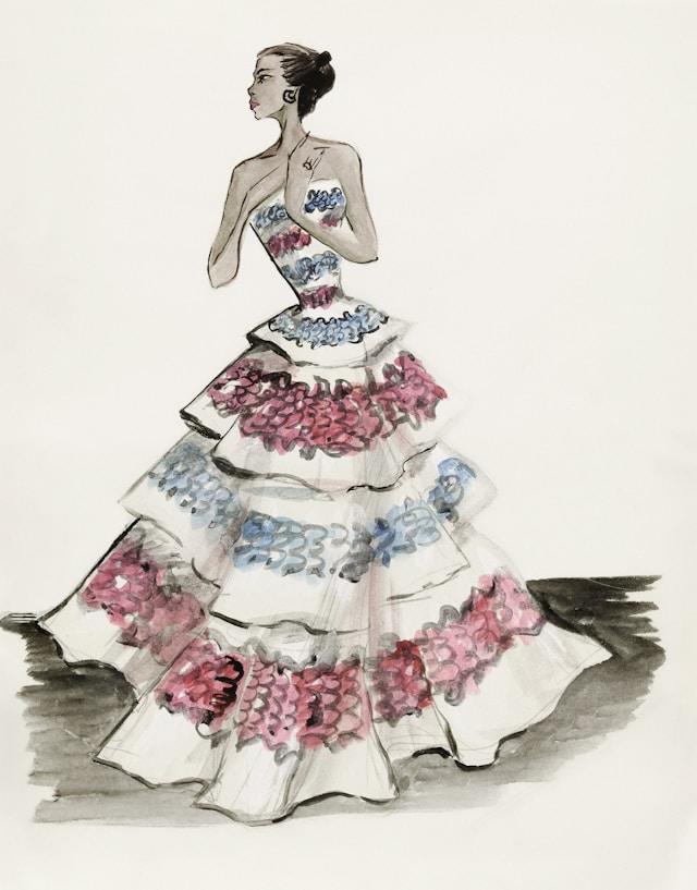 Fotografia de croqui desenvolvido por estilista ou design de moda