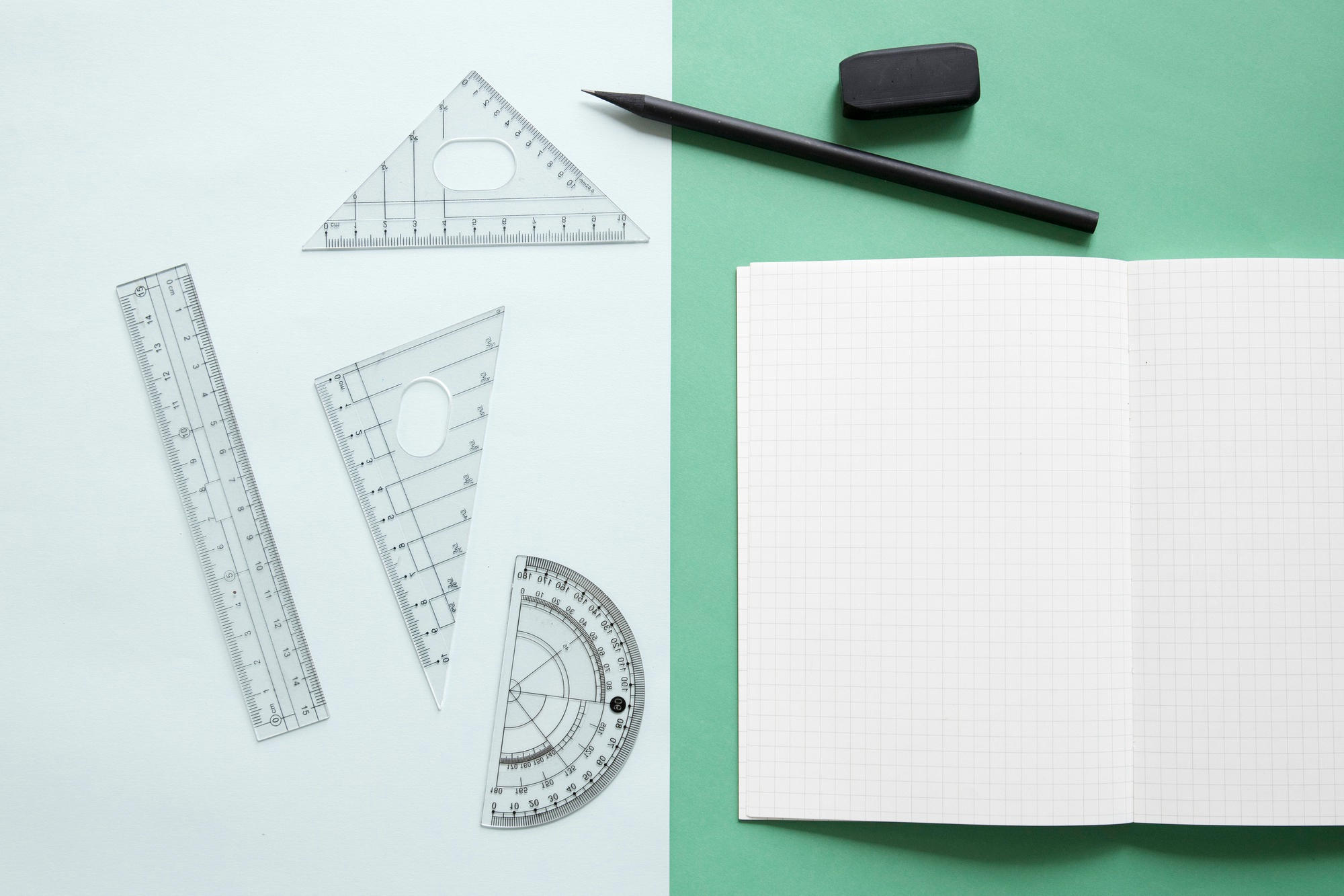 Materiais para estudar geometria.