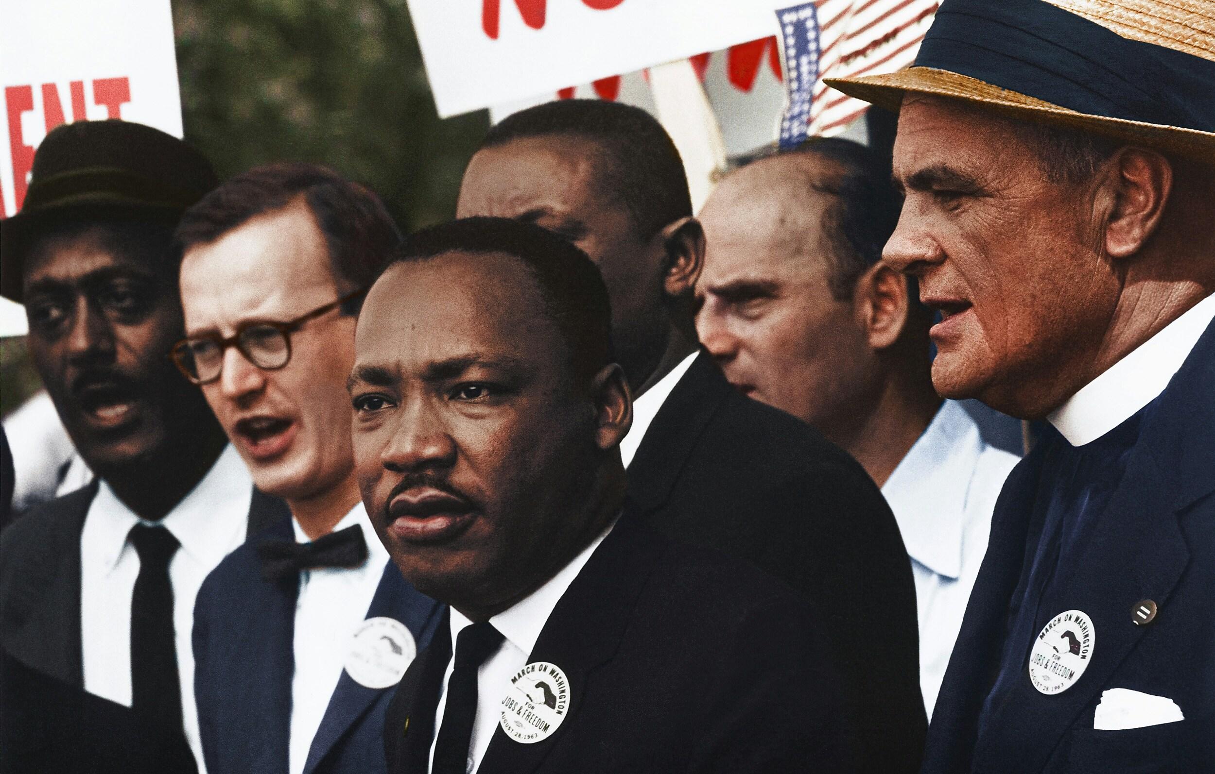 Martin Luther King durante um protesto em Washington.