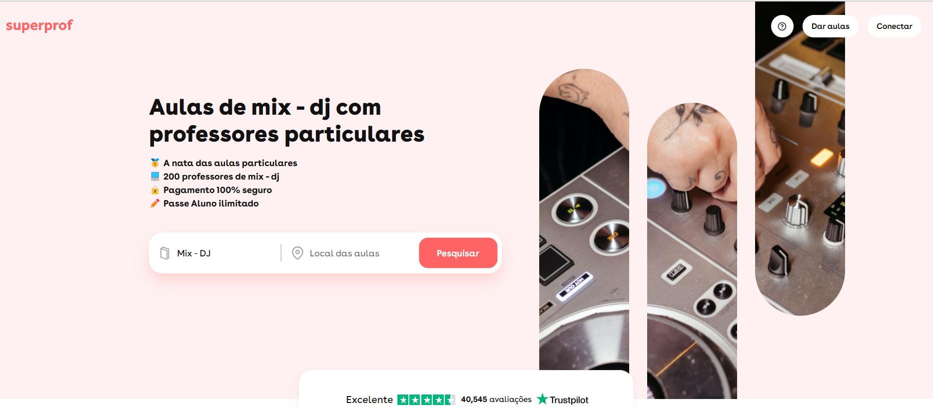 Reprodução da página da Superprof.