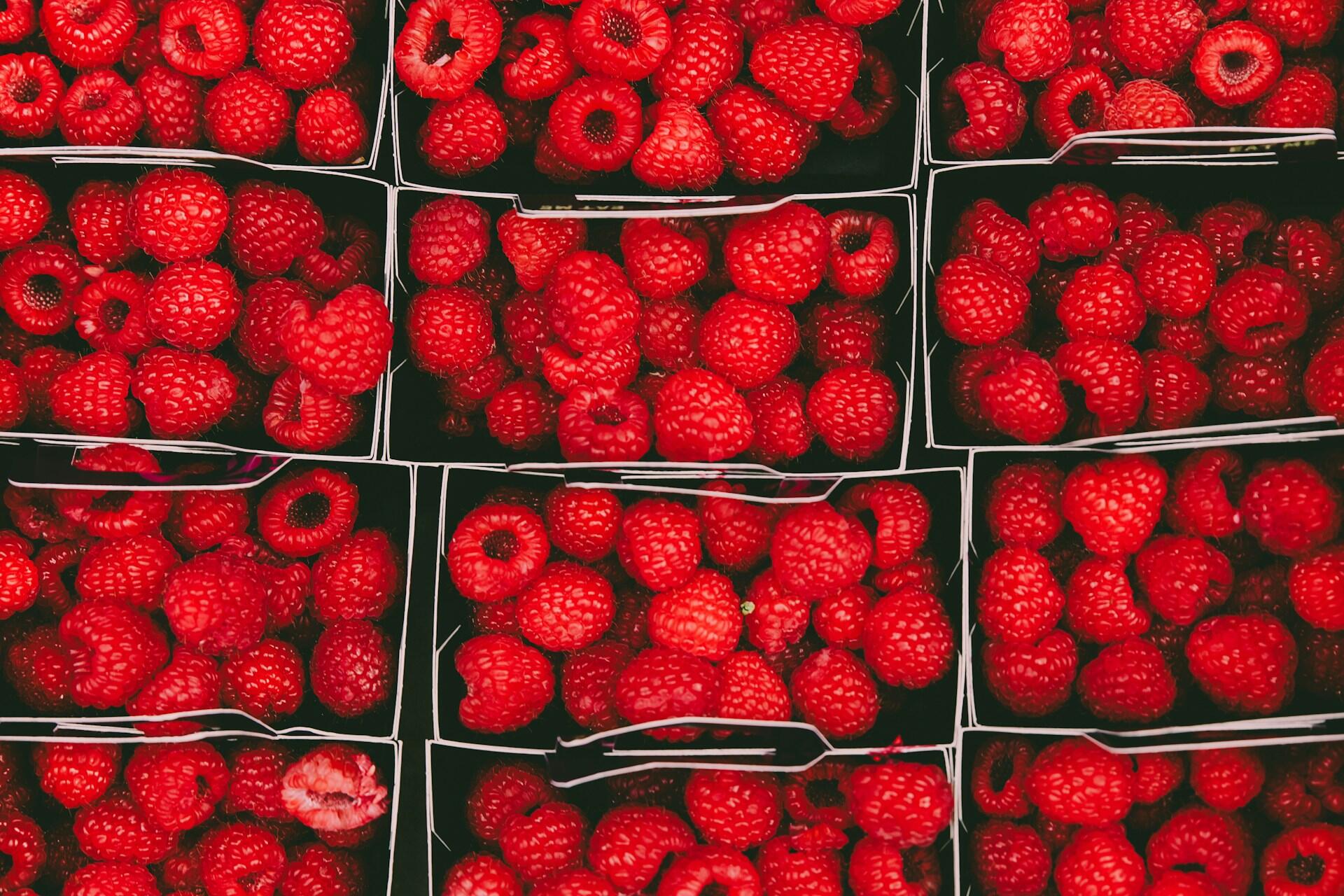 quais são os nutrientes | Fotografia de frutas vermelhas em caixas