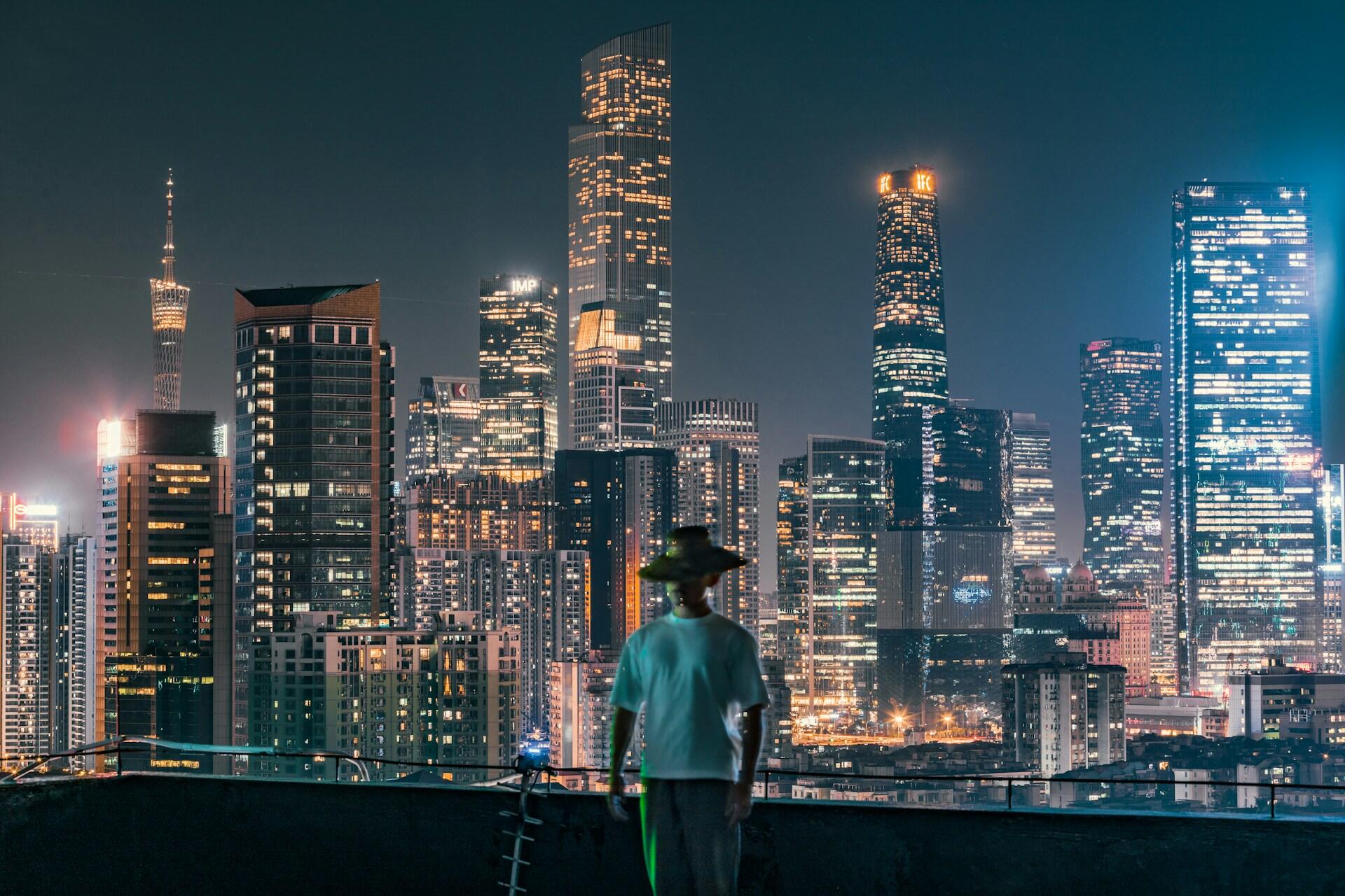 Imagem noturna de Guangdong