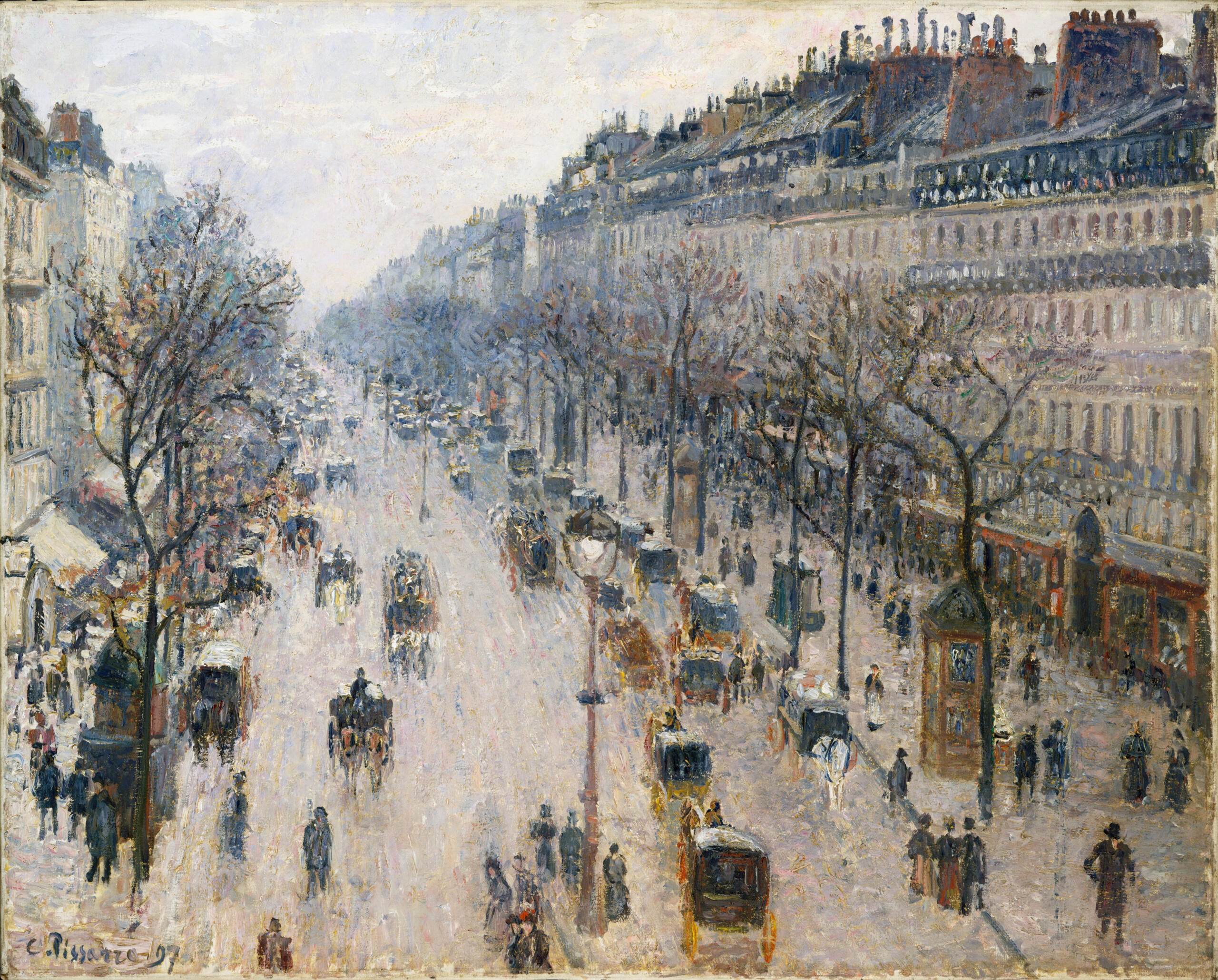 Boulevard Montmartre à noite — Camille Pissarro (1897)