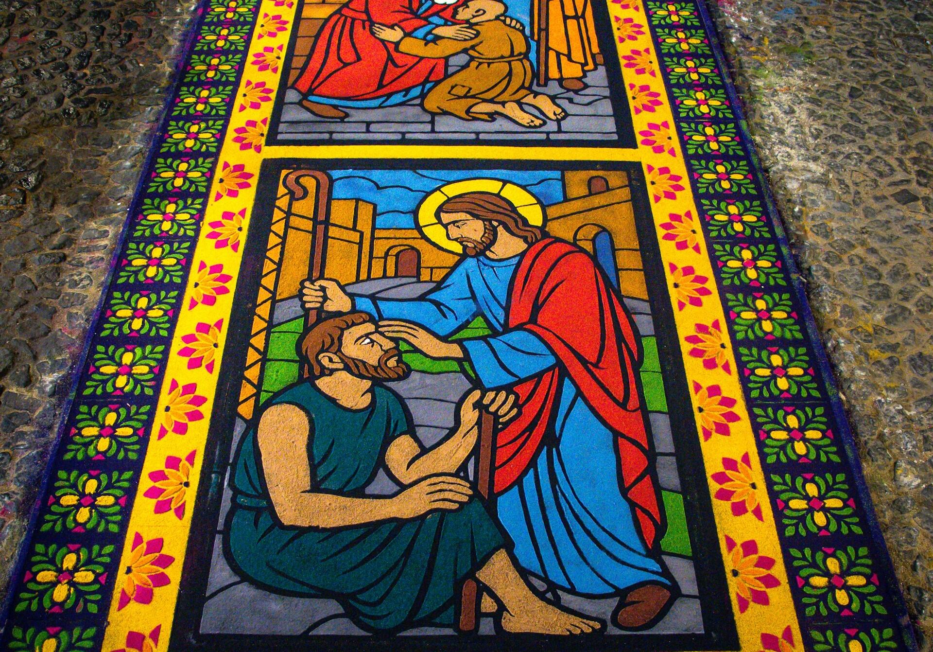 Imagem de um tapete religioso