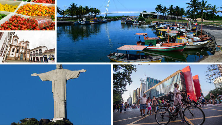 Pontos turísticos da região Sudeste.