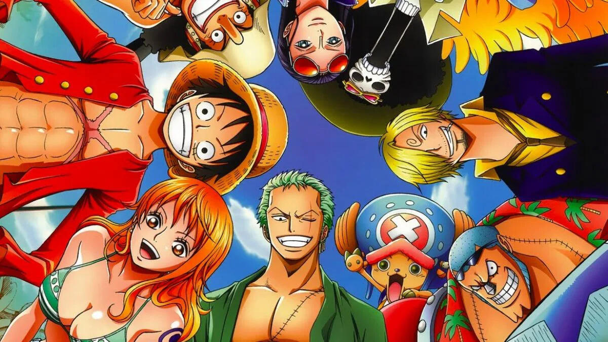 Personagens do One Piece olhando para a câmara.