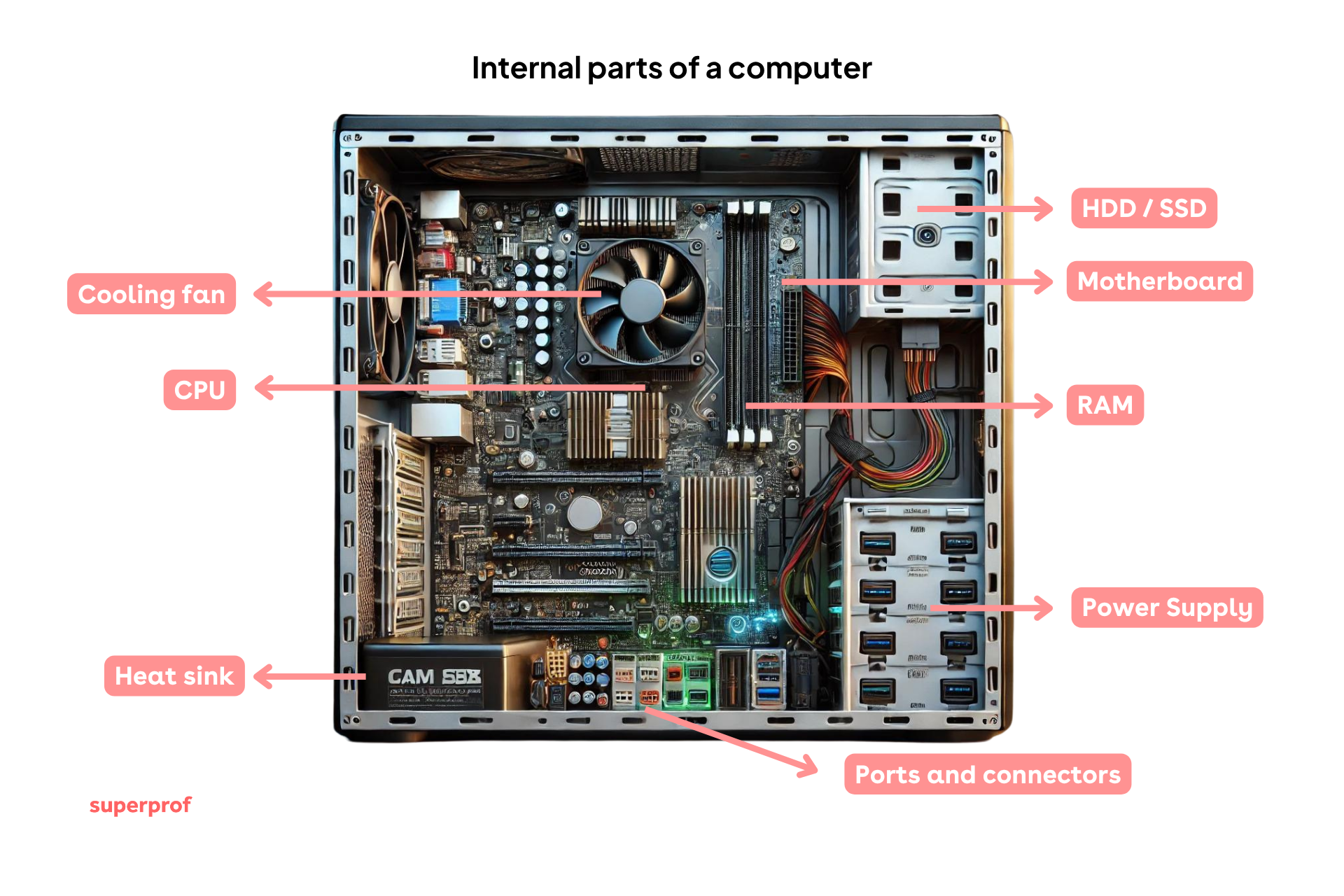 Computer Parts Labeled Computer Parts And Setup Worksheet By