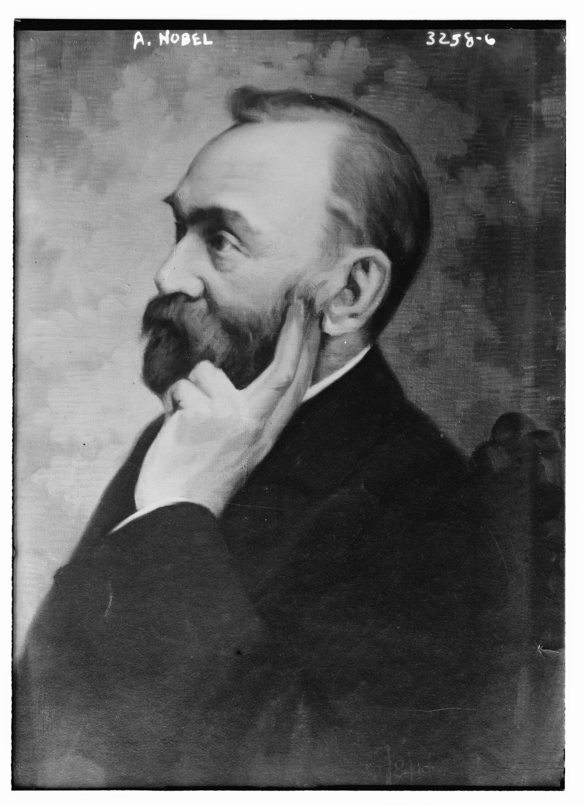 Alfred Nobel, a bearded man wearing a suit.