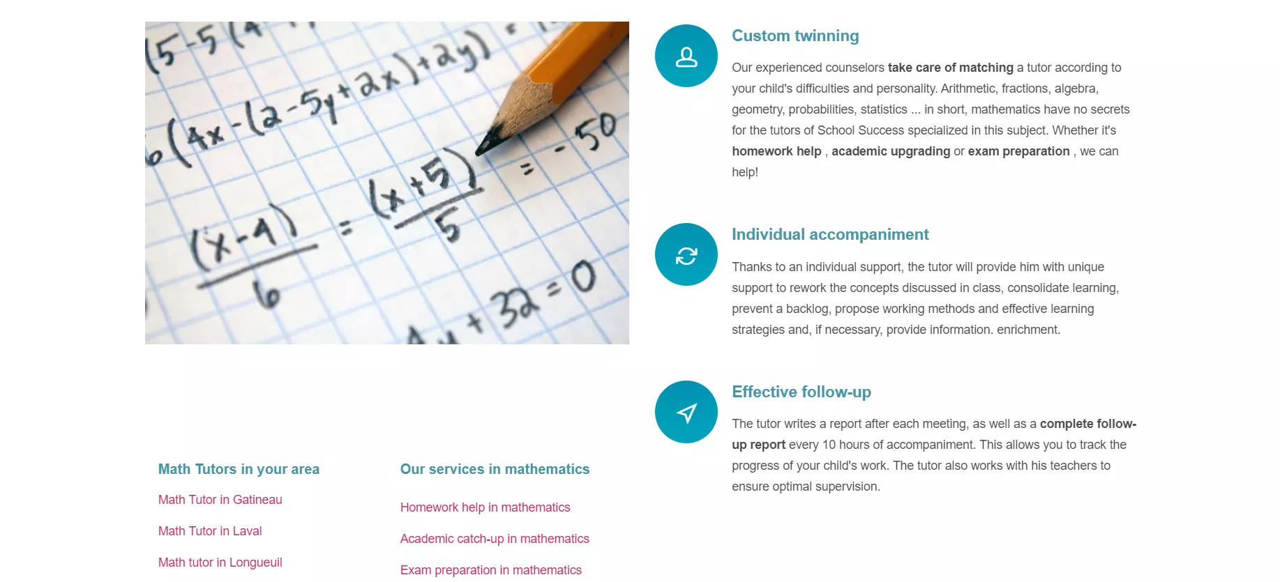 Succès Scolaire’s tutoring philosophy.