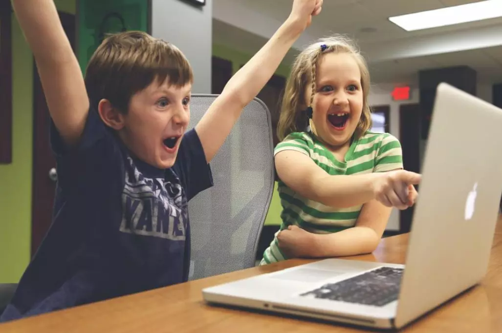 children play on a math app