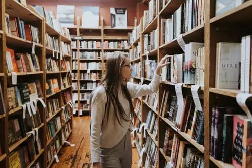 Student in a library