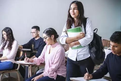 Student in a classroom