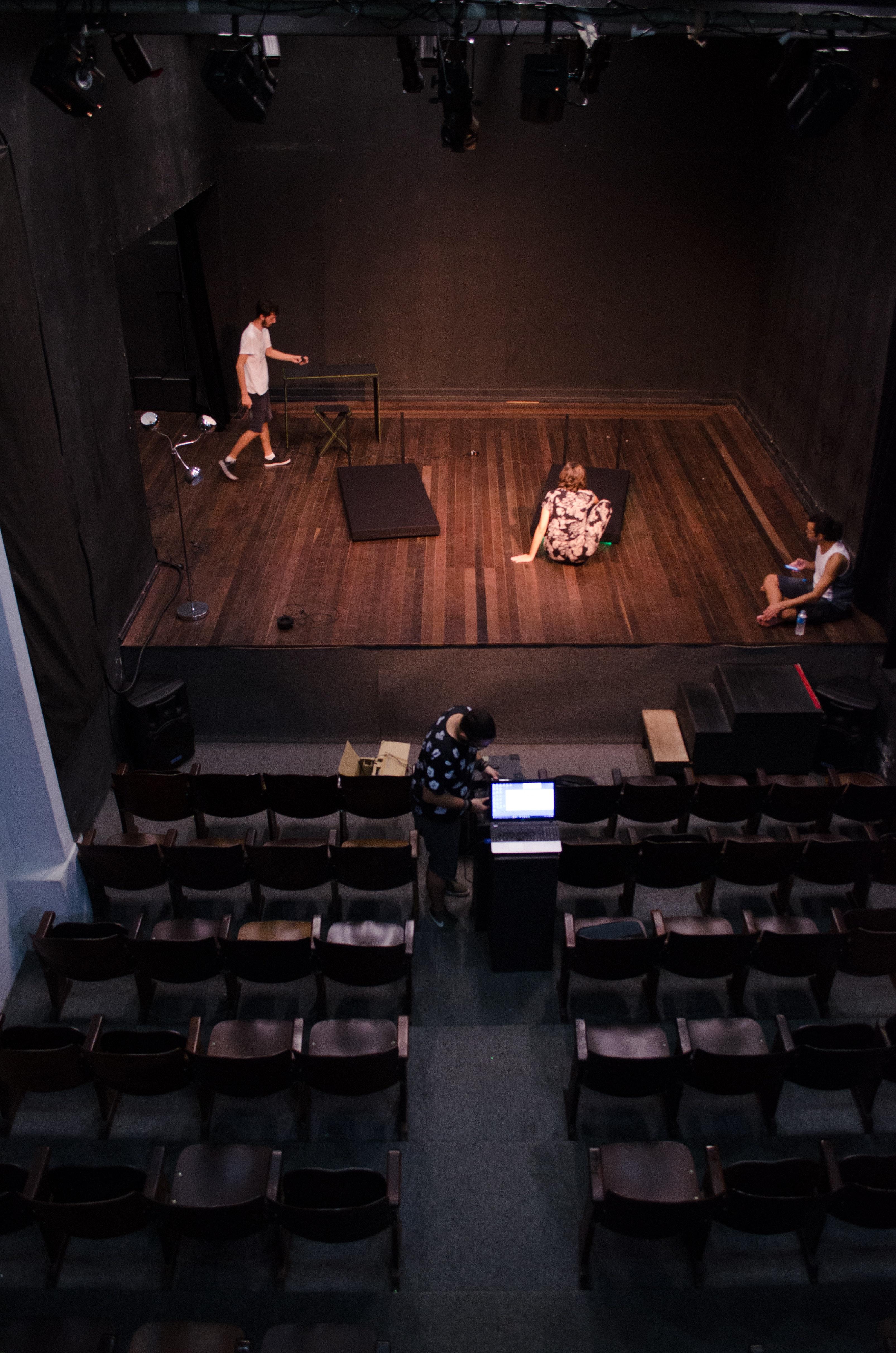 An acting coach setting up for class.
