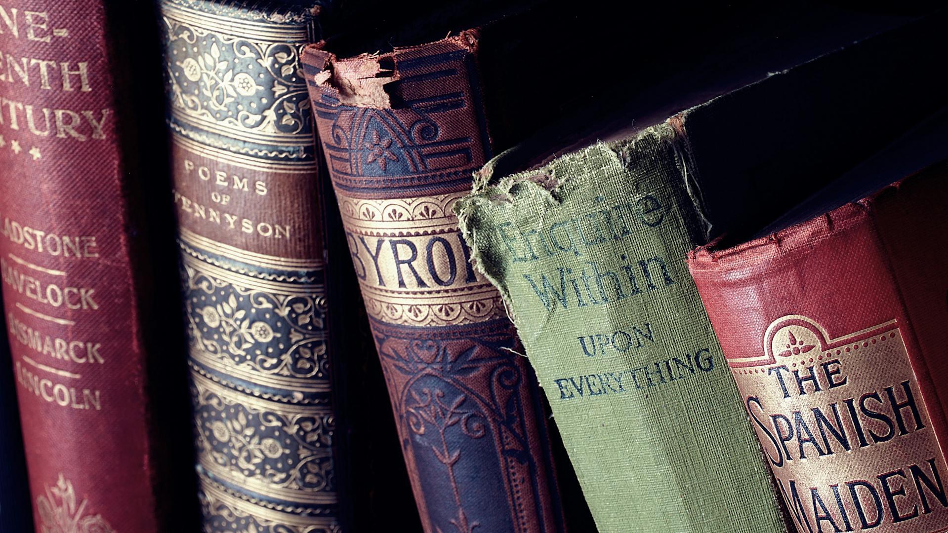 Spines of old poetry books