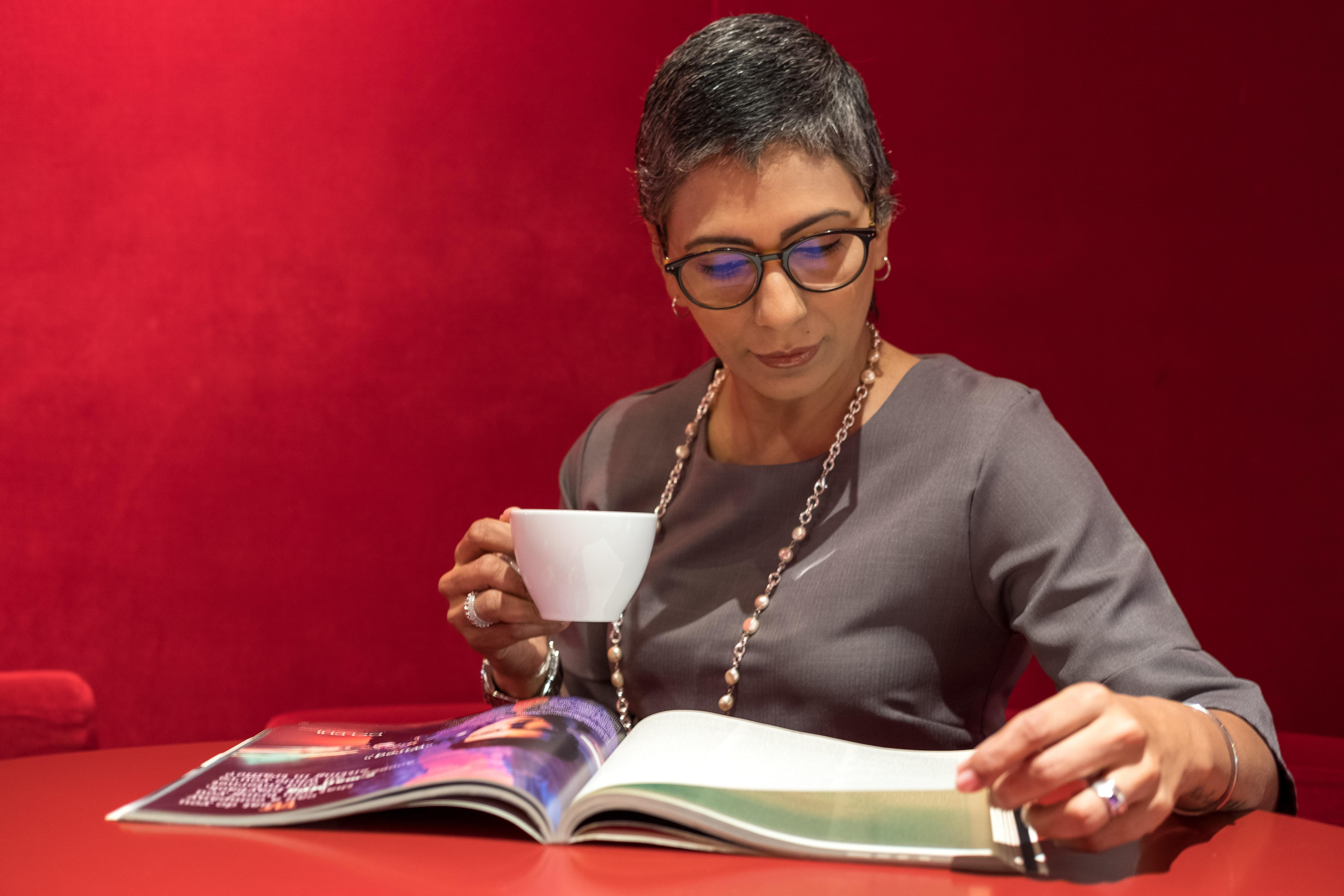 A woman studying