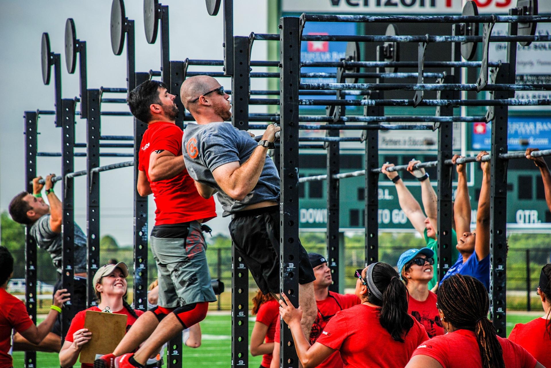 Pictured above is CrossFit athletes going head to head in competition.