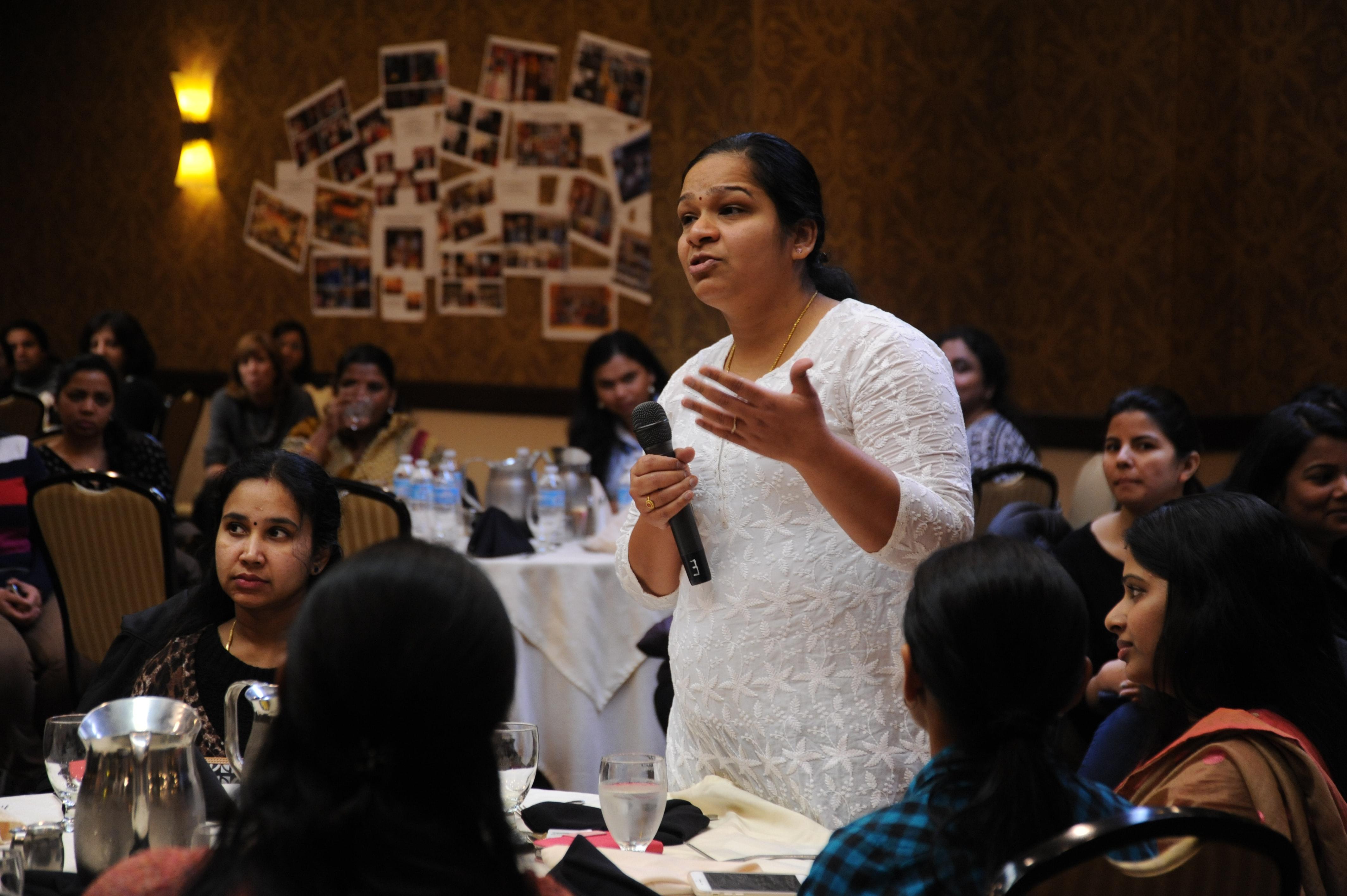 A woman speaking