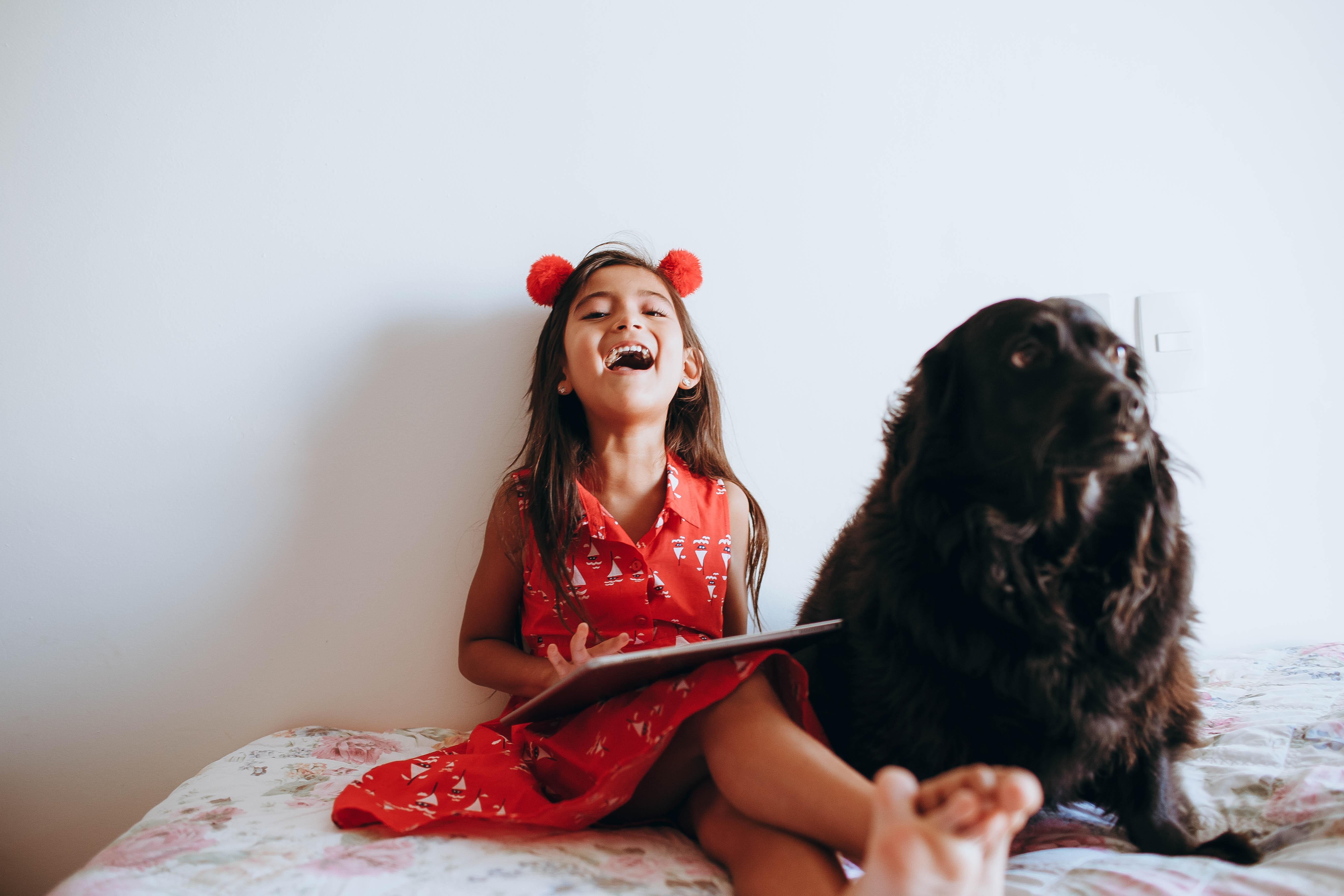 A kid laughing