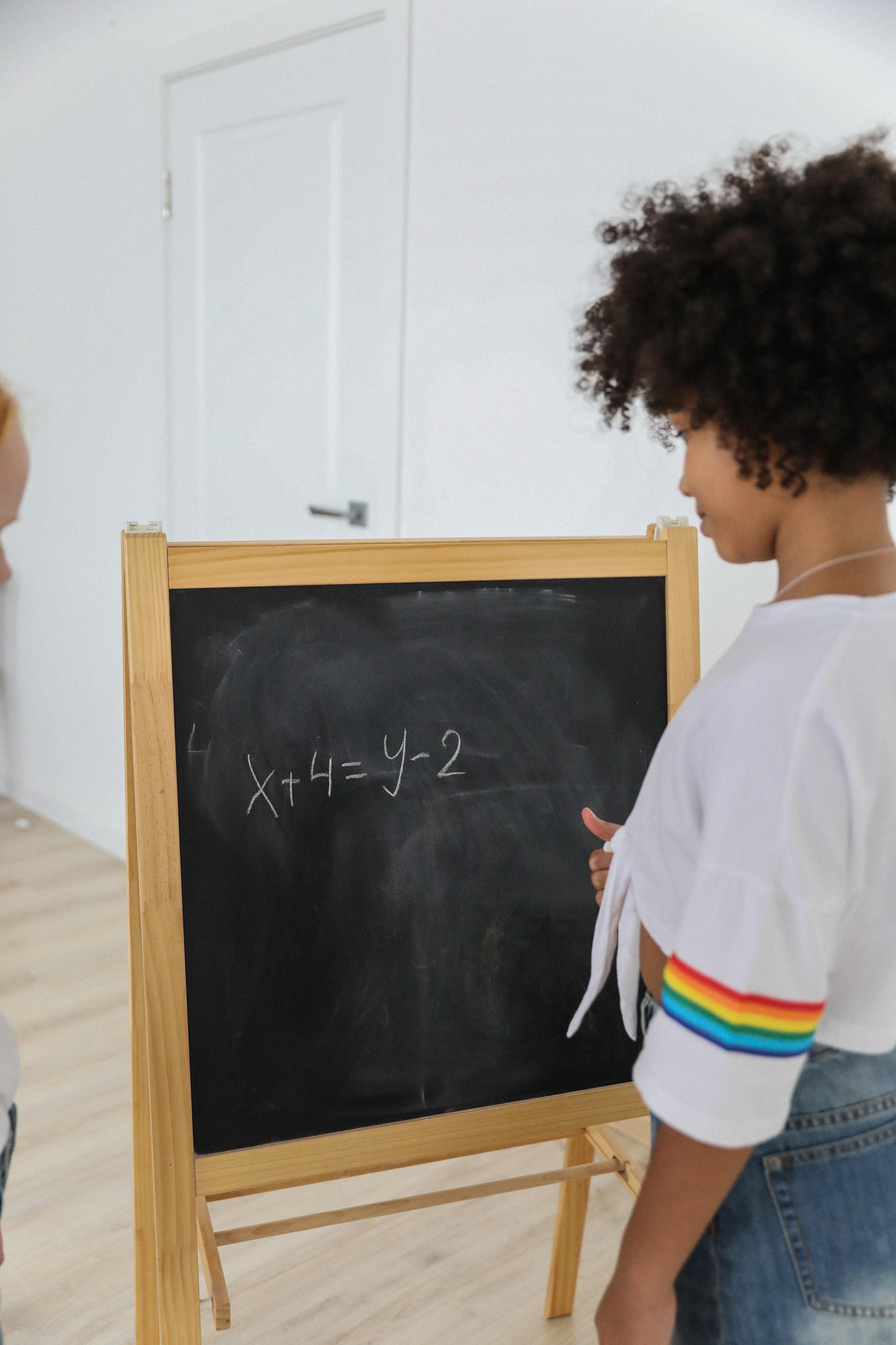 a child practices math