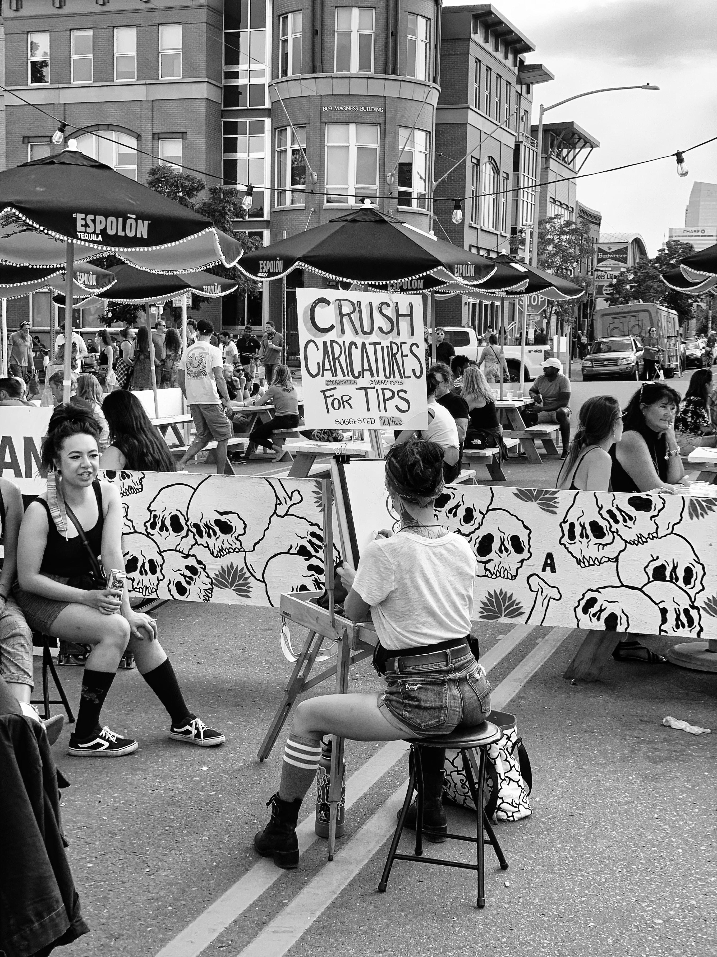 In busier Canadian cities you'll often see people charging for caricature drawings on the streets.